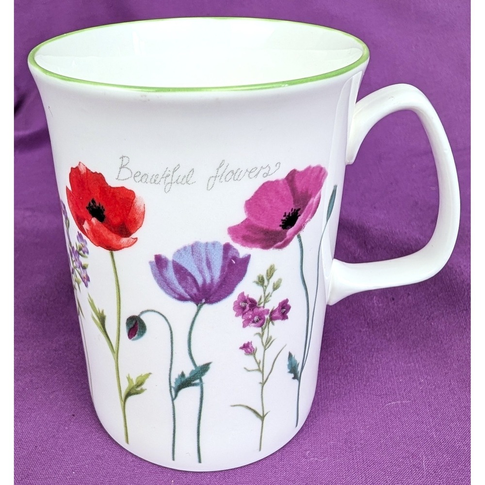 Rose of England, Poppies red pink purple Fine Bone China Tea Coffee Mug 10oz
